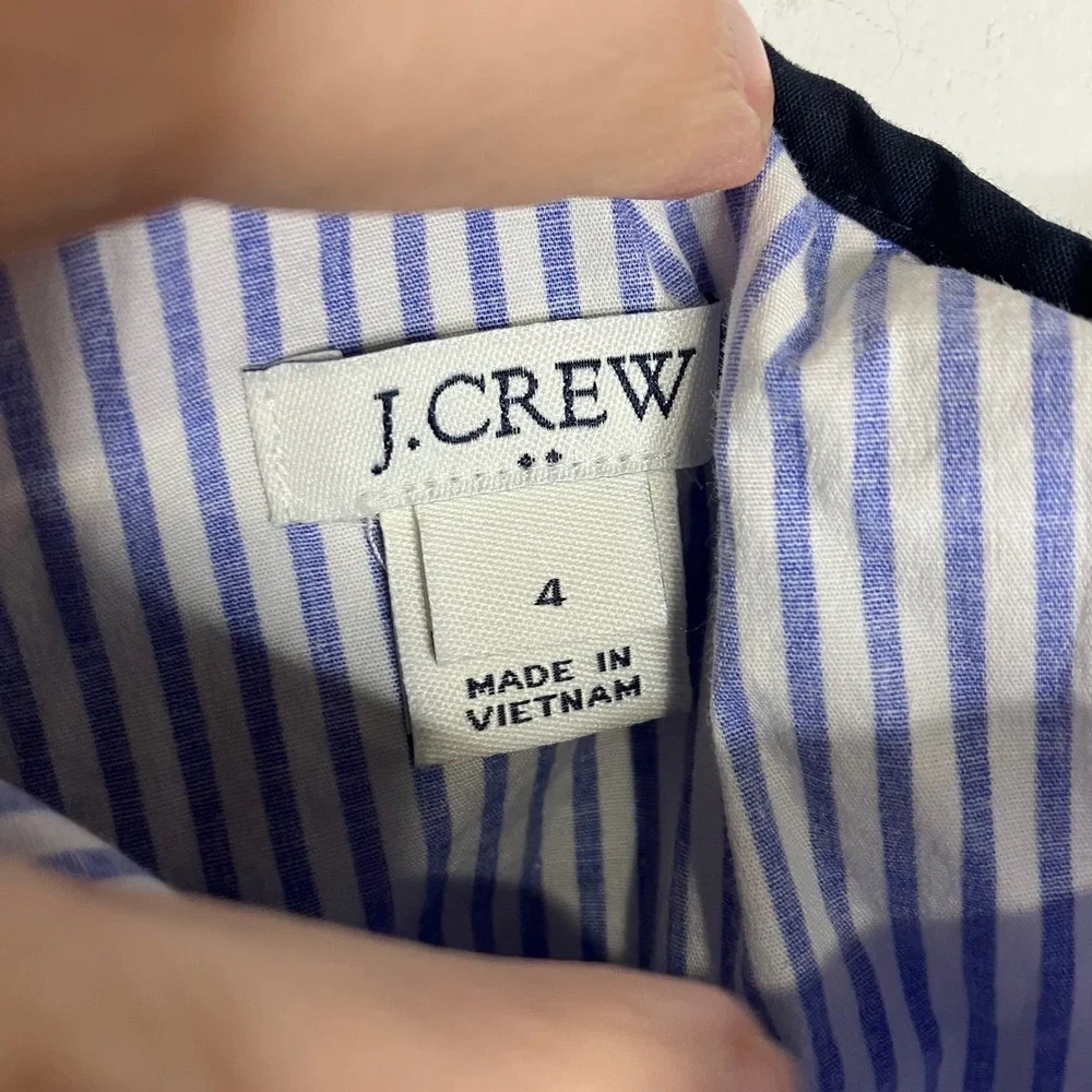 J. Crew one shoulder ruffle blouse blue white striped women's size‎ 4 preppy